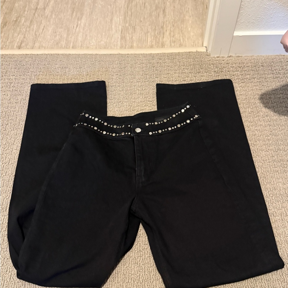 Zara Black Women's Boot Cut Jeans with Studs